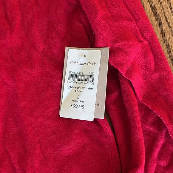 Coldwater Creek Red Turtleneck Sweater, Size Large. - Picture 2 of 4